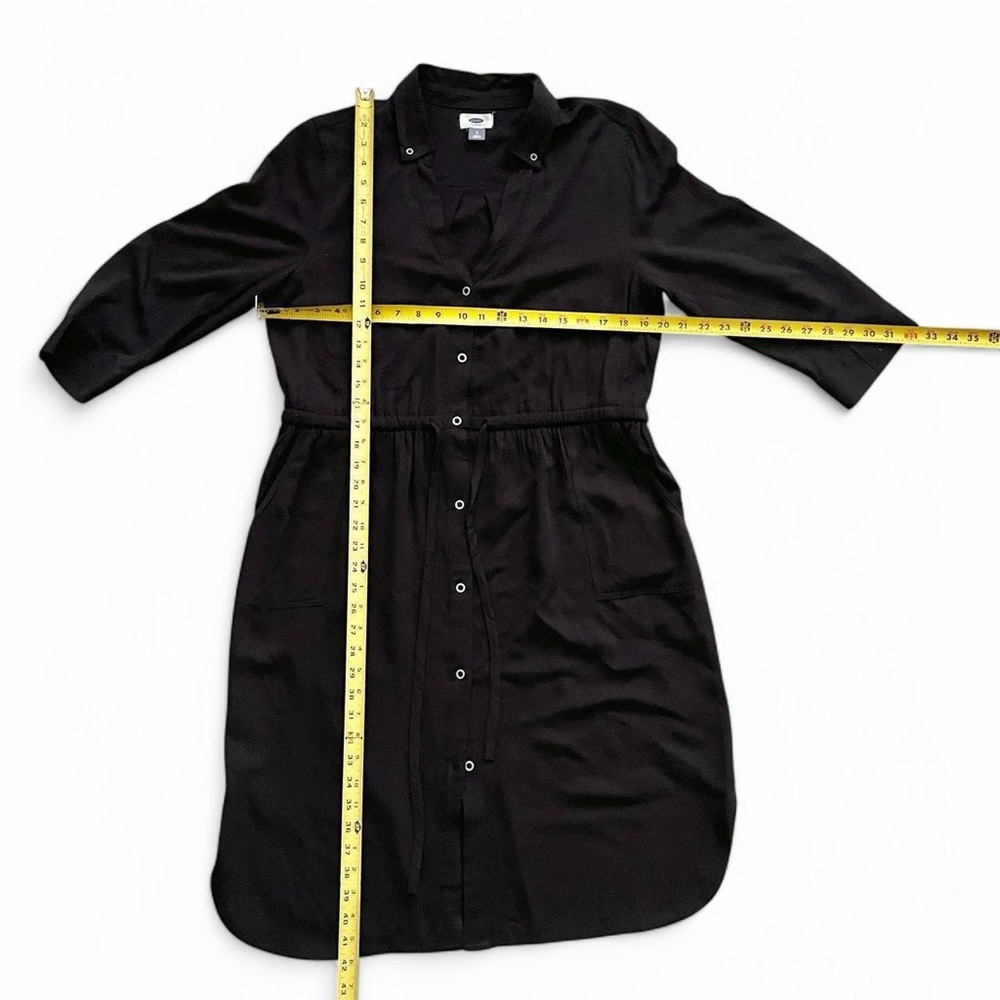 Old Navy Black Button-Front Midi Shirt Dress - Picture 2 of 8